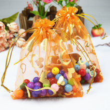 Orange Organza Bags 11x16cm Heart Design Candy Jewelry Packaging Bags 100pcs/lot Bolsas de Organza Drawstring Gift Bag Pouches 2024 - buy cheap