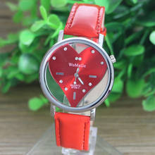 Kimisohand Fashion Watch 2016 New Arrival PU Leather Transparent Dial Hollow Heart Analog Quartz Wrist Watch  Reloj Pulsera 2024 - buy cheap