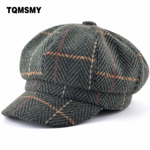TQMSMY Autumn Winter Beret Female Newsboy Hats For Women Grid Flat Cap Boina Ladies Texture Berets Cap England Style Hat TMC114 2024 - buy cheap