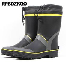 Slip On Rubber Fishing Boots Men Cheap Shoes Tall Winter Plus Size Rain Pvc Mid Calf Waterproof Durable Casual Rainboots Fur 2024 - buy cheap