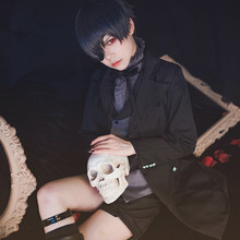 Disfraz de Anime Black Butler para fiesta de Halloween, conjunto completo de chaqueta, chaleco, pajarita, pantalones cortos, banda para la pierna y calcetines 2024 - compra barato