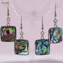 Square Bead Handmade Jewelry For Women Natural Blue New Zealand Abalone Shell Earrings 1Pair U068 2024 - buy cheap