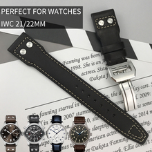 21mm 22mm High Quality Cowhide Watch Strap Folding Buckle Substitute Leather Watch Belt Special for IWC Series Watch Accessories 2024 - buy cheap