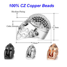 Roma Gladiator Helmet CZ Beads DIY Metal Bead Brass Micro Pave Zircon Charm Beads for Men Jewelry Bracelet Wholesale 2024 - buy cheap