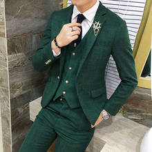 3 Pcs Plaid Suit Men Slim Fit Gentleman Wedding Suits for Men Plus Size Formal Business Suit Man Tuxedo Terno Masculino CD30 2024 - buy cheap