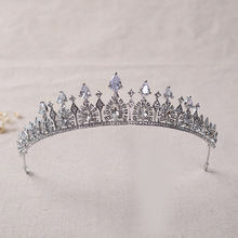 SLBRIDAL-Tiara de boda de circonia cúbica para dama de honor, corona de Reina y Princesa, Color plateado, diamantes de imitación de cristal 2024 - compra barato