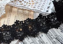 Hot 5 Meters Black Fabric Flower Venise Lace Trim Applique Sewing Craft 47mm Width Free Shipping 2024 - buy cheap