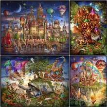 'Fantasia paisagem bordado resina estampa completa quadrada/redonda 5d diy pintura de diamante 3d ponto de cruz mosaico adesivo de decoração de casa 2024 - compre barato