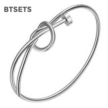 BTSETS Bracelets&Bangles Punk Knot Bracelets for Women Silver Color Nail Bangle Bracelet Costume Jewellery Accessories Bangles 2024 - buy cheap