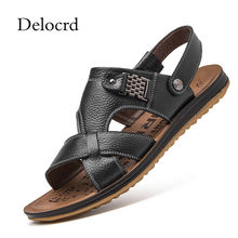 Hot Summer Men Sandals Genuine Leather Men Beach Shoes Brand Men Casual Shoes Men Slippers Sneakers Shoes Flip Flops D 2024 - buy cheap