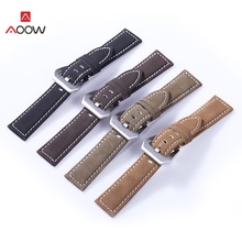 AOOW Handmade Matte Leather Watch Strap for Men Women 18mm 20mm 22mm 24mm Stainless Steel Buckle Belts Watchband High Quality 2024 - buy cheap