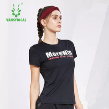 Vansydical Sports Short Sleeve Tops Women's Gym Yoga Shirts Printed Letters Elastic Fitness Workout Running T-shirts 2024 - buy cheap