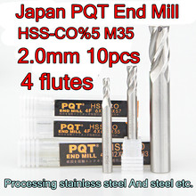 2,0*6*7*51mm 10 unids/set 6mm peciolo 4 flautas Japón PQT HSS-CO5 % M35 Procesamiento de acero inoxidable y acero, etc. 2024 - compra barato