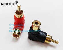 NCHTEK Golden Angled RCA Male to Female AV Adapter Black + Red/Free Shipping/50PCS(25PAIRS) 2024 - buy cheap