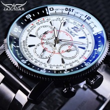 Мужские часы-браслет Jaragar, черные Автоматические часы с тремя малыми циферблатами, отображением даты и времени на неделю, светящиеся военные часы 2024 - купить недорого