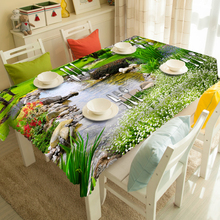 Toalha de mesa 3d retangular e redonda, estampa de flores e plantas à prova d'água 2024 - compre barato