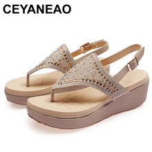 CEYANEAO Summer shoes women's sandals on a flat platform and high heels Sandalias slippers with straps and buckle at the back 2024 - buy cheap
