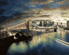 Pintura de paisaje de puente de luces nocturnas de Ciudad de MaHuaf-i097, dibujo por números, lienzo artesanal, imágenes para pared de salón, decoración del hogar 2024 - compra barato