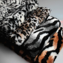 Tela de piel de peluche de imitación con estampado de leopardo, abrigo de invierno, chaleco, Cuello de piel, 160x50cm de largo, felpa de pelo 2024 - compra barato