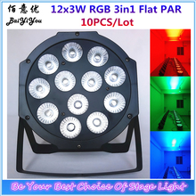 10pcs/Lot Mini 12pcs*3W RGB 3in1 LED Plastic Flat Par Light Big Lens Nice Wash 12x3W Flat Par 2024 - buy cheap