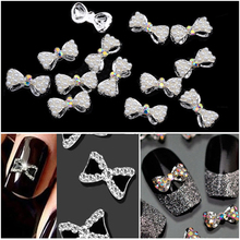 MYBORMULA 5 pcs/lot 3D Nail Charms Glitter Pearl Nail Art Clear Alloy Rhinestone Crystal Bow Tie Nail Art Decorations DIY Tools 2024 - buy cheap