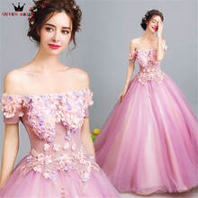 Ball Gown Short Sleeve Flowers Beaded Tulle Pink Elegant Evening Dresses Prom Party Dress Evening Gowns Robe De Soiree NT40 2024 - buy cheap