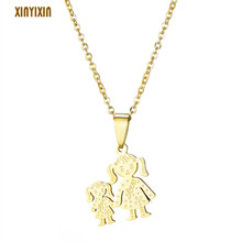 Gold Stainless Steel Girls Pendant Necklace Mama and Daughter Family Choker Necklace Mother's Day Gift New 2019 Fashion Jewelry 2024 - buy cheap