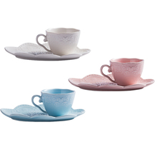 New Princess Style Basso-Relievo Lace Mug Ceramic Elegant Cup And Saucer Candy Color Coffee Cup Dessert Dish Dinnerware 3pcs/set 2024 - buy cheap