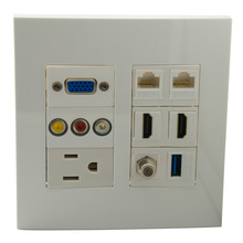 2 Gang wall plate with US AC 2 X HDMI 2 X CAT6 RJ45 VGA 3RCA AV USB F head TV support customization 2024 - buy cheap