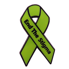 End the stigma green ribbon pin mental illness brooch health awareness badge positive jewelry 2024 - buy cheap