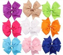 4 inch big  Girls Ribbon Hair Bows clips Ponytail Holder Cheerleading Pinwheel hair bobbles Hair Accessories 10pcs HD3425 2024 - buy cheap