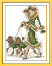 Senhora cães e as pessoas contagem 11ct 14ct 18ct tela de impressão do ponto da cruz kit costura bordado DIY handmade needlework 2024 - compre barato