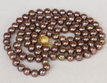 Collar de perlas de agua dulce, accesorio redondo, marrón, 33 ", 9mm, j10182 2024 - compra barato