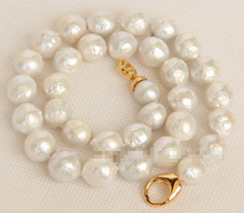 17" 14mm Baroque white Reborn keshi pearls necklace e2486^^^@^Noble style Natural Fine jewe FREE SHIPPING 2024 - buy cheap