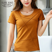 Camiseta feminina plus size, camiseta de algodão de manga curta 3xl para mulheres 4067 50 2024 - compre barato