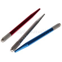 Manual Tattoo Pen Aluminium Microblading Lightweight pens Needle Holder Caneta Machine Permanent Makeup Eyebrow Silver Blue Red 2024 - buy cheap