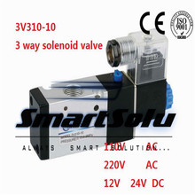 Wholesale Pneumatic 3v31010  Air Solenoid Valve 3 Way 2 Positon 3/8 Inch 3/8" BSP 3V310-10 12v dc 24v 110v ac 220v 2024 - buy cheap