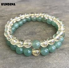 8mm Couple Bracelets Friendship Green Stone Quartzs  Natural Stone Beads Elastic Bracelet Yoga Mala Beads Bracelet Gift Bracelet 2024 - buy cheap