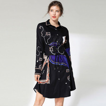 Long Sleeve Shirt Dress 2019 boho chic Black Summer Dresses for Women Office Casual Print A-line Mini Party Dress Vestidos XQ082 2024 - buy cheap