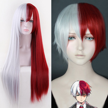 My Boku no Hero Academia Shoto Todoroki Shouto Short Sliver White And Red Heat Resistant Cosplay Costume Wig 2024 - buy cheap