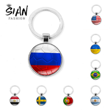 SIAN Fashion National Flag Keychain USA UK Brazil Russia Creative Football Printed Key Chain Country Soccer Club Fans Gift 2024 - buy cheap