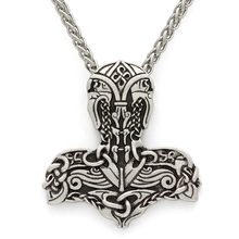 Мужское ожерелье с подвеской viking thor odin face wolf Hammer Of Молот Тора мьельнир скандинавские Викинги 2024 - купить недорого
