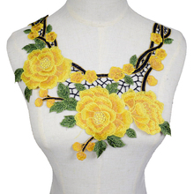 Embroidery Yellow Flower Lace Neckline Fabric DIY Organza Lace Collar Fabric Sewing Applique Supplies 2024 - buy cheap