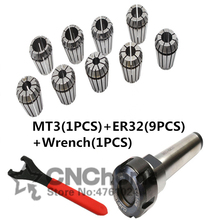 9pcs ER32 Spring Collets + 1PCS MT3 M12 ER32 Collet Chuck Morse Taper Holder For CNC Milling Lathe Tool 2024 - buy cheap