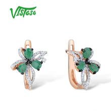 VISTOSO 14K 585 Rose Gold Bowknot Earrings For Women Glamorous Elegant Emerald Sparkling Diamond Glamorous Trendy Fine Jewelry 2024 - buy cheap