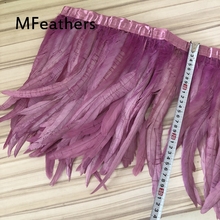 2Meters light purple Dyed 35-40cm rooster tails Feather trims 29 colors diy feather lace for wedding stage carnival cloth making 2024 - buy cheap