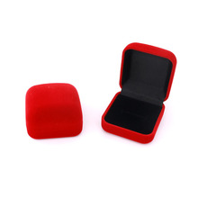 Caixa de anel de veludo vermelha, 5.3x5.5x3.6cm, joias, anéis, brincos, exibição de embalagens, caixa de presente agradável, venda imperdível 2024 - compre barato