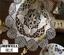 Junwell 100% Cotton Hand Made Schiffli Lace Table Napkin Placemat Cup Mat Pot Holder 2024 - buy cheap