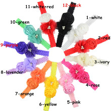 12pcs/lot Vintage Rosette Flowers Headband with White Netting girls Photo Prop Hair Accessories U Pick Colors FDA216 2024 - buy cheap
