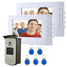 FREE SHIPPING 7" Color Video Intercom Door Phone System With 1 White Monitors 2 RFID Card Reader HD Doorbell 1000TVL Camera 2024 - buy cheap